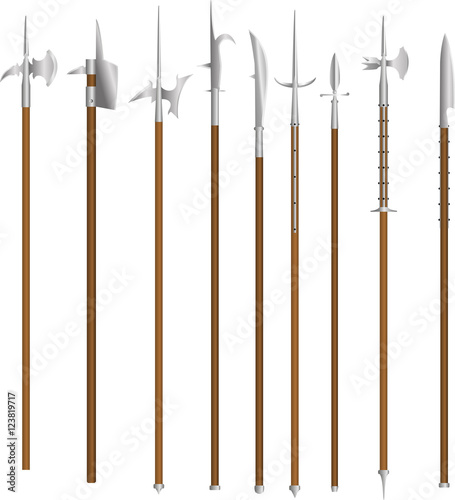 Set vector polearms weapons