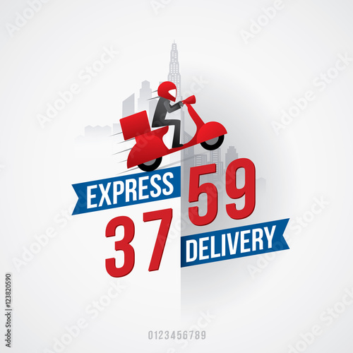 Delivery man courier service with call number icon