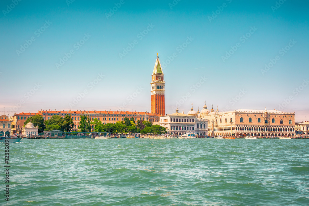 Beautiful panoramic view of Venice from the water