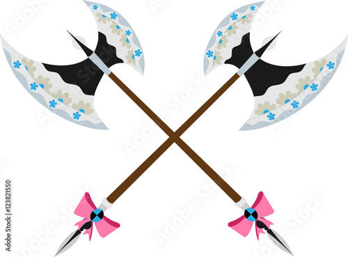 Glamorous poleax with a floral pattern on the blade photo