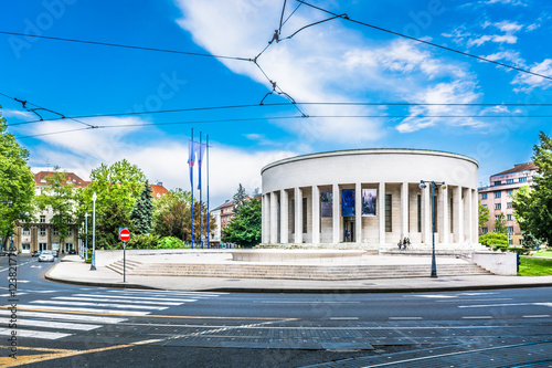 Zagreb town landmark sightseeing. / View at architecture in city center of capital town of Croatia, Zagreb Europe. photo