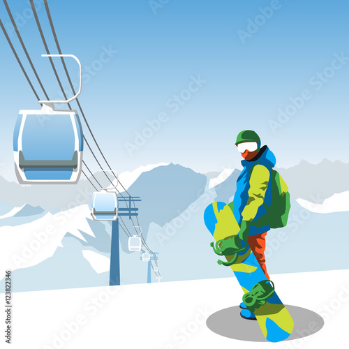 snowboard and ski resort theme illustration.