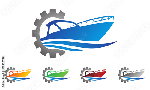 gear boat, boat service, logo design