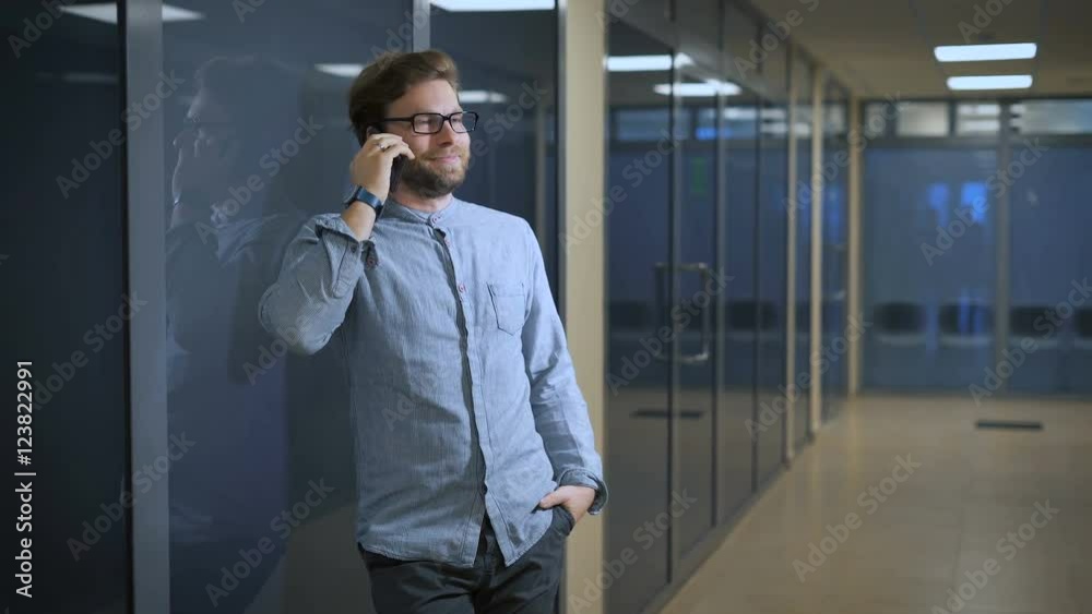 Young bearded businessman conduct negotiations Young bearded businessman conduct negotiations