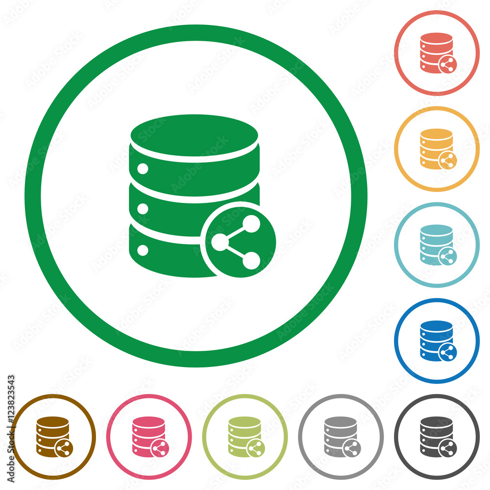 Database table relations outlined flat icons Database table relations outlined flat icons