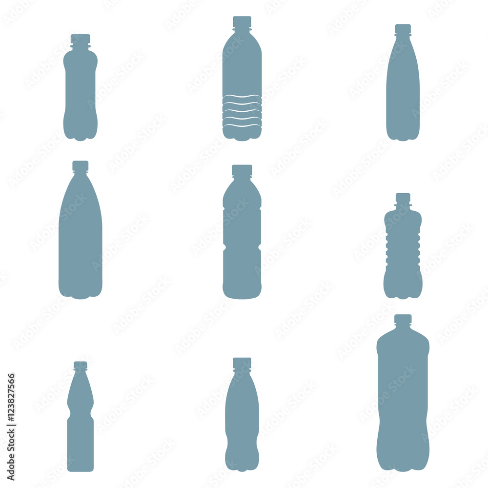 Plastic bottles icons Plastic bottles icons