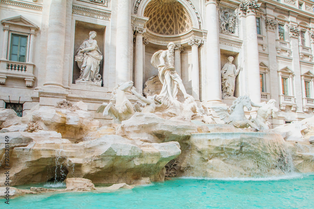 Famous Trevi Fountain in Rome, Italy