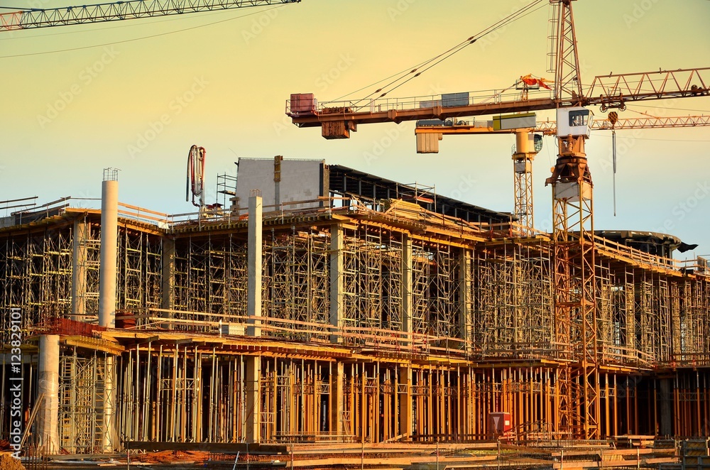 Fototapeta premium Crane and building construction site