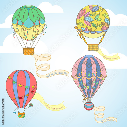 Hot air balloon with poster set