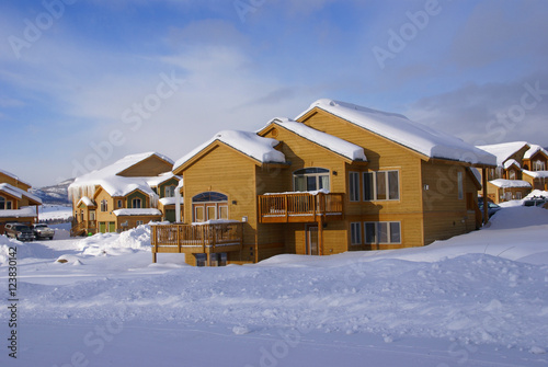 Townhouses after heavy snowstorm photo