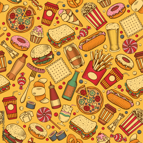Dekoracja na wymiar  fast-food-seamless-pattern