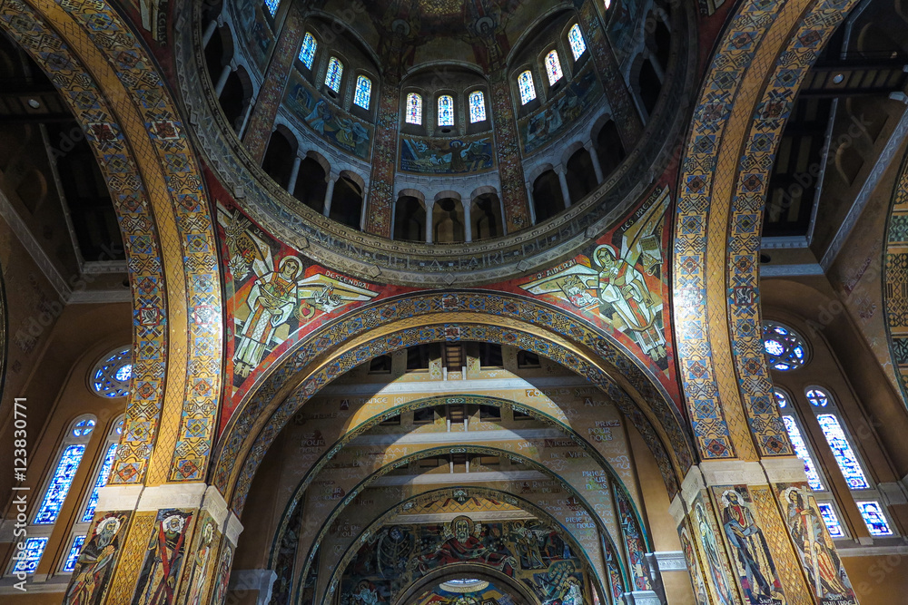 Lisieux, France - September 7, 2016: Inside the Basilica of Sain