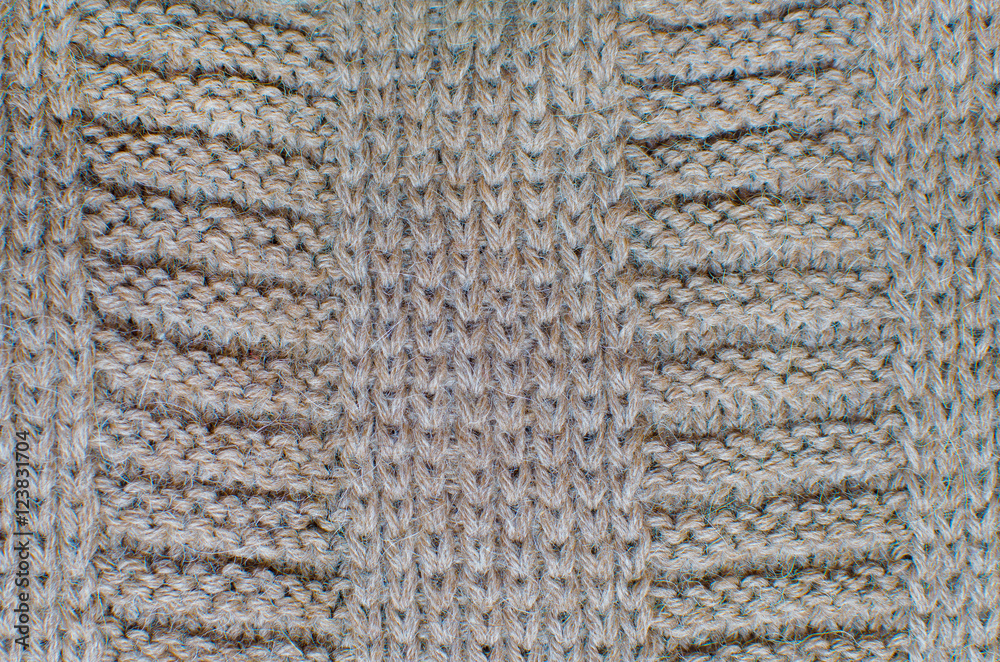 Knitted Woolen Background, brown Texture
