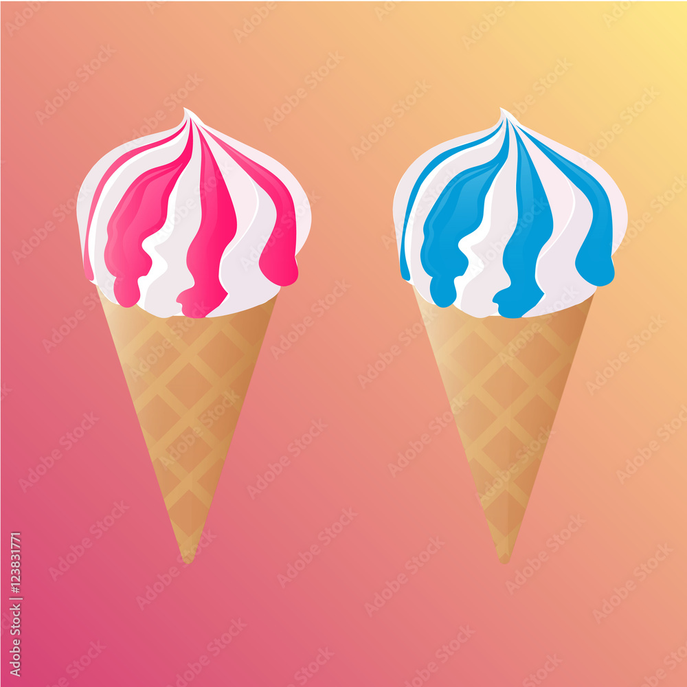 Ice cream pink and blue. Illustration vector Stock Vector Adobe Stock