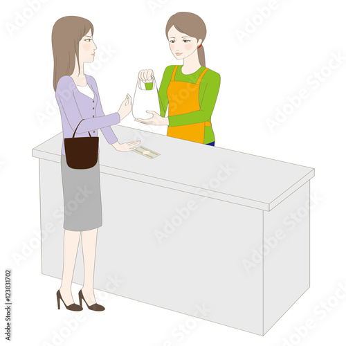 コンビ二お会計女性