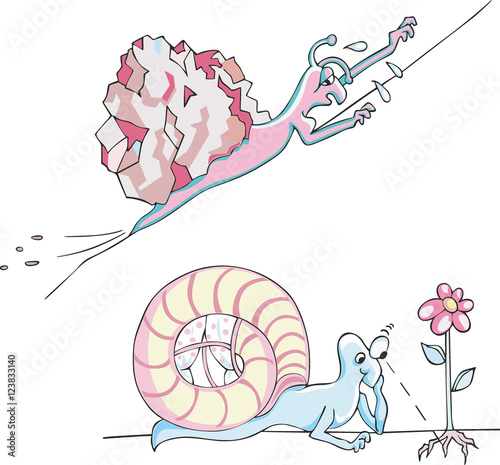Canvas Print Comic metaphoric snails