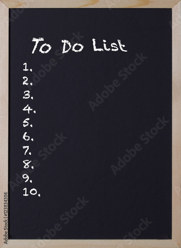 blackboard with an item to do list for ten items