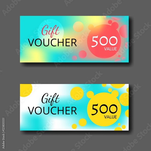 Gift voucher certificate coupon template with colorful and modern style. can be use for business shopping card, customer sale and promotion, layout, banner, web design. Vector Illustration.