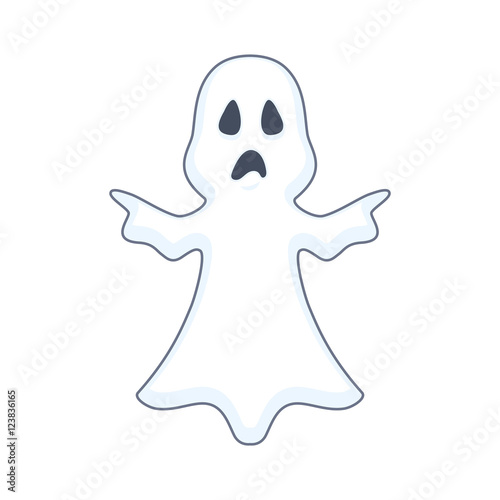 Halloween ghost with a sad face illustration