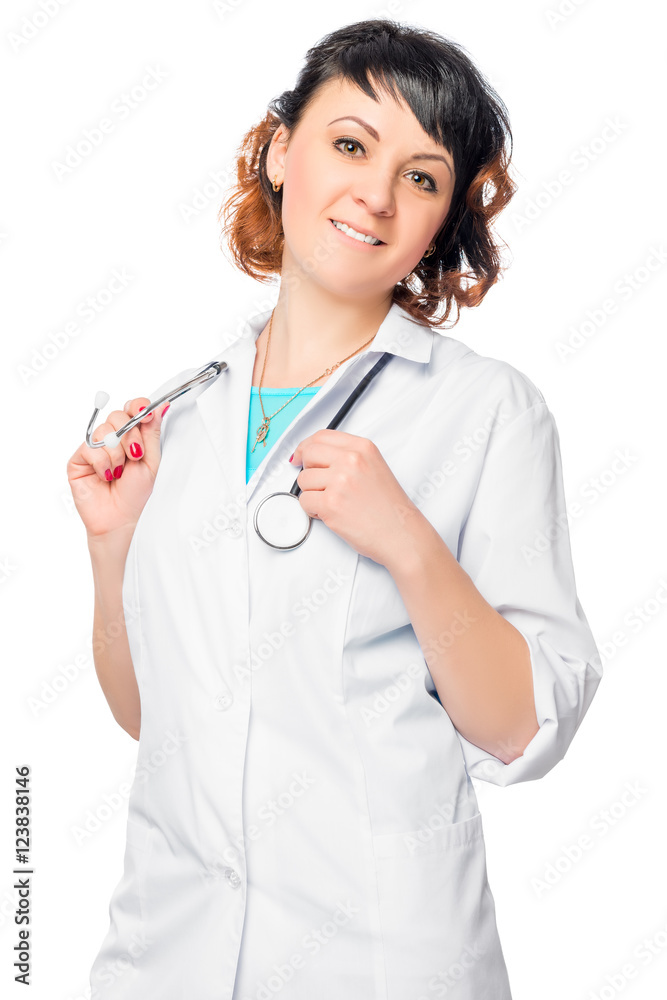 successful young doctor on a white background isolated successful young doctor on a white background isolated