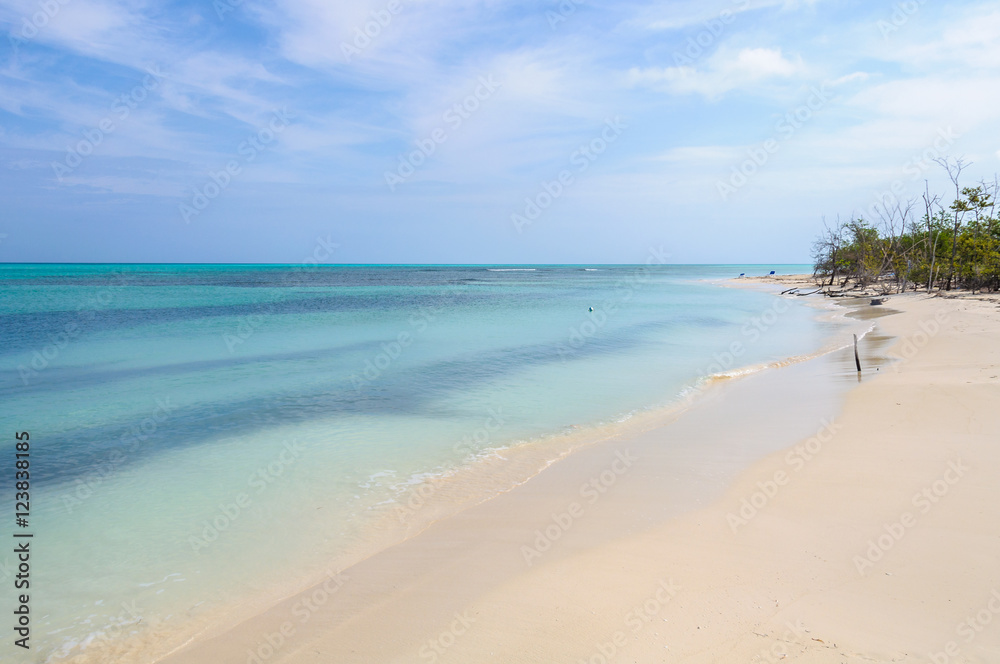 White sand beach on Cayo Levisa Island in Cuba