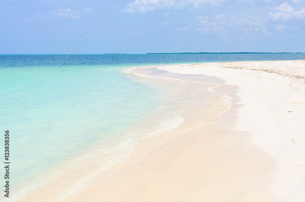 Secluded white sand beach in Cayo Levisa Island in Cuba