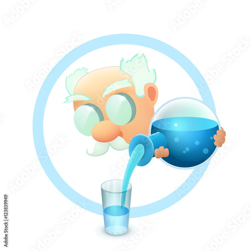 Icon with Cartoon whiskered Scientist