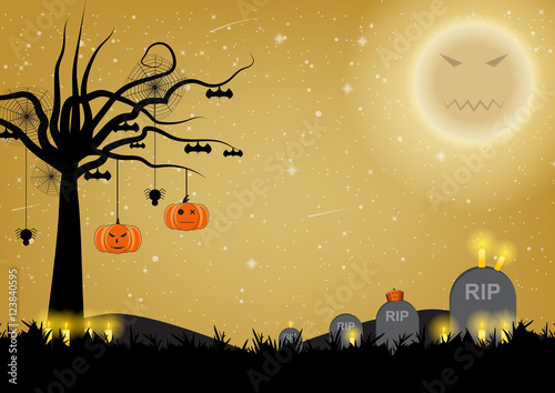 Halloween graveyard vector illustration
