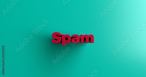 Spam - 3D rendered colorful headline illustration. Can be used for an online banner ad or a print postcard.