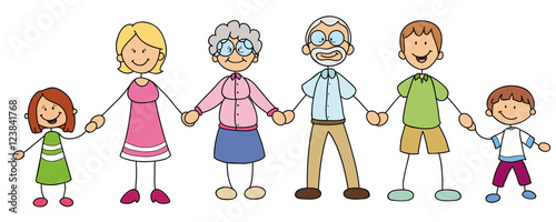 Glückliche Familie mit Großeltern