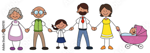 Glückliche Familie mit Großeltern