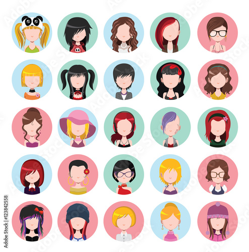 Flat colored women avatars