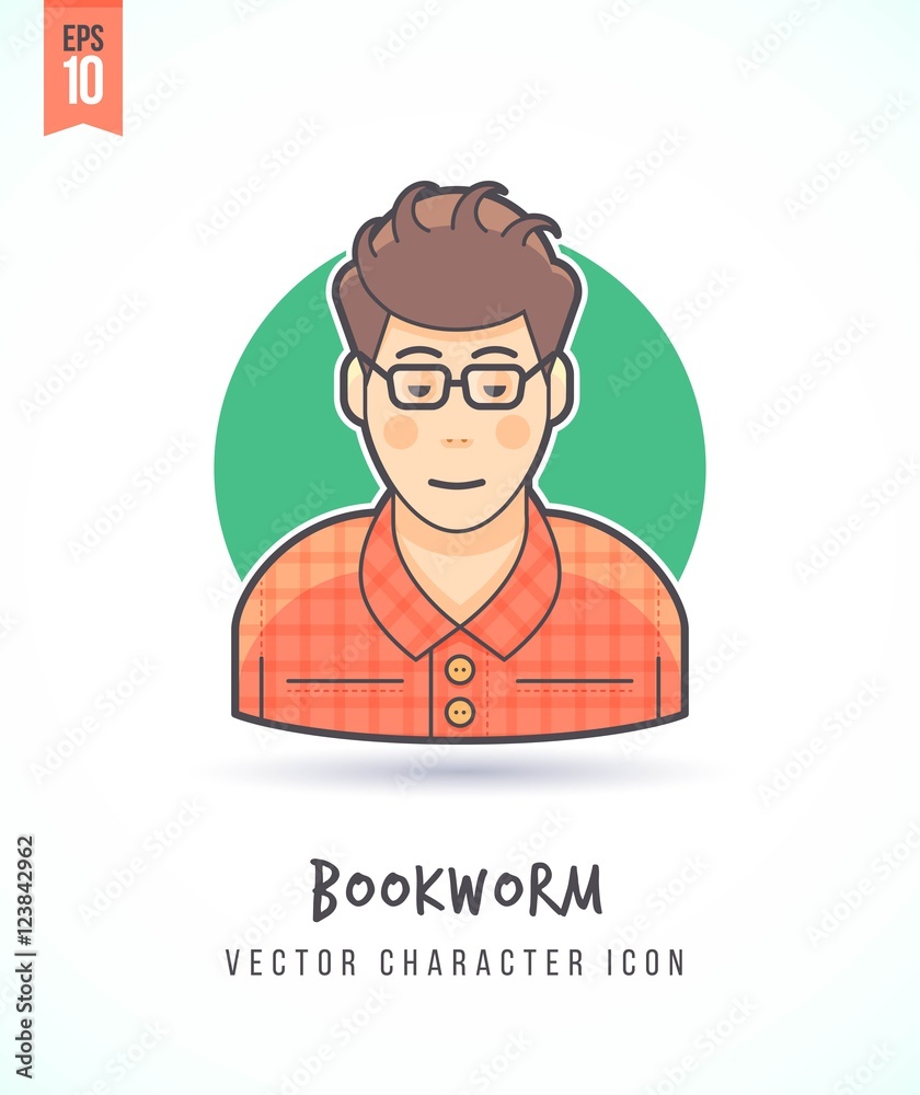 Hispster School nerd like guy illustration People lifestyle and occupation Colorful and stylish flat vector character icon