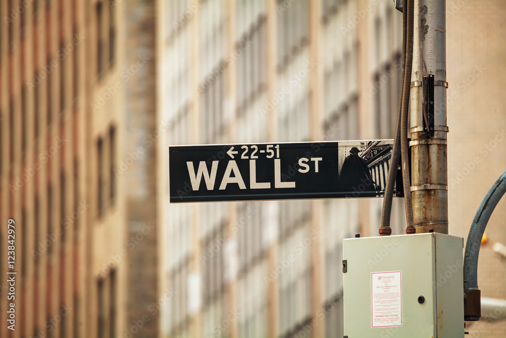 Wall street sign in New York City