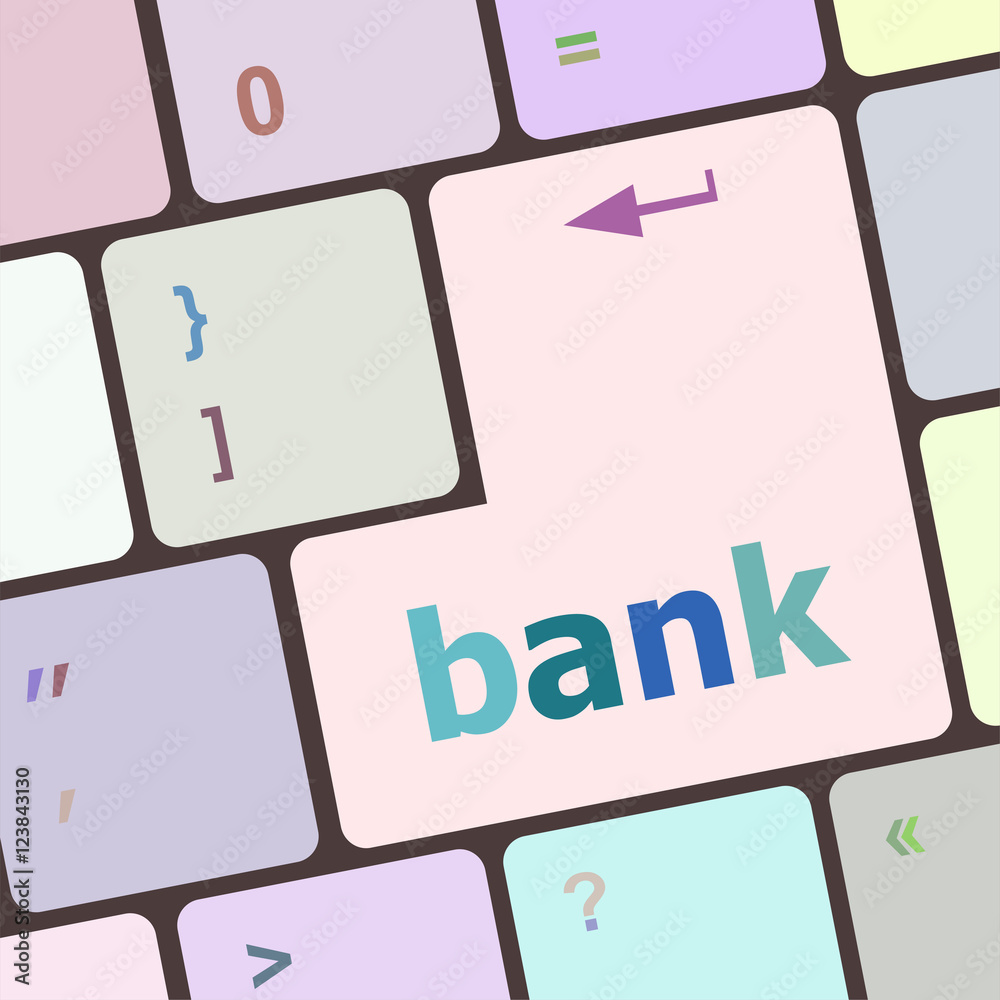 bank word on keyboard key, notebook computer Stock Photo | Adobe Stock