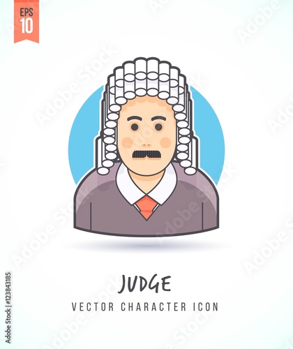 Jusge in traditional judical wig illustration People lifestyle and occupation Colorful and stylish flat vector character icon
