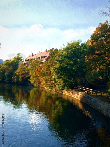 Autumn river bank. The colors of Autumn.