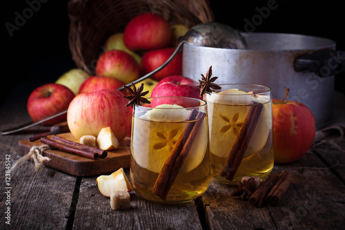 Apple cider with cinnamon photo