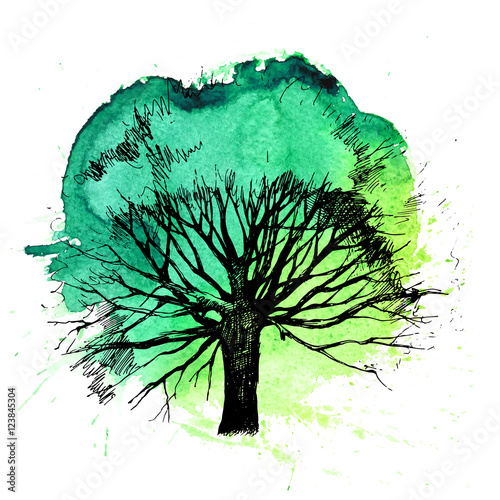 Hand drawn tree silhouette 