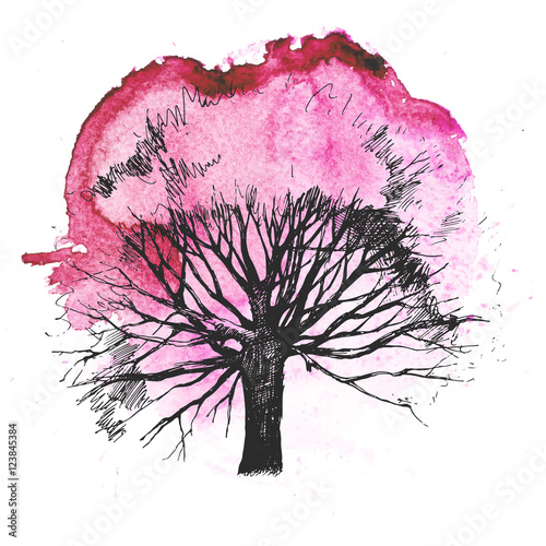 Hand drawn tree silhouette 