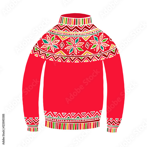 Christmass cute vector sweater isolated on white