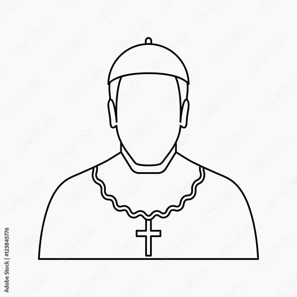 Cardinal - Catholic priest Vector illustration. Religion icon. Silhouette. Flat style.