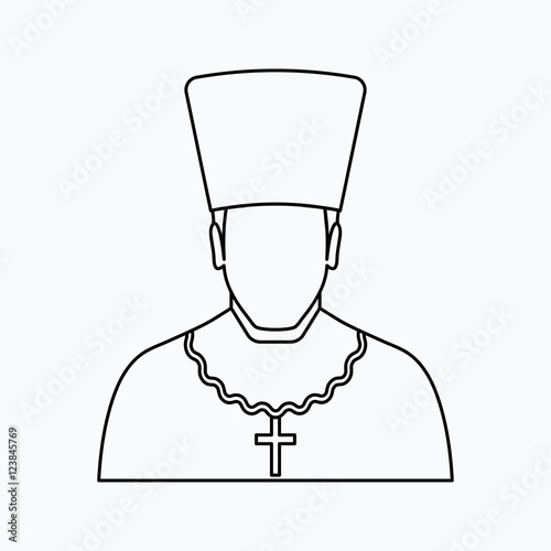 Orthodox priest Vector illustration. Religion icon. Silhouette. Flat style.