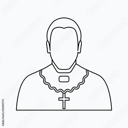 Orthodox priest Vector illustration. Religion icon. Silhouette. Flat style.