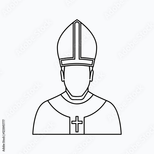 pope Vector illustration. Religion icon. Silhouette. Flat style.