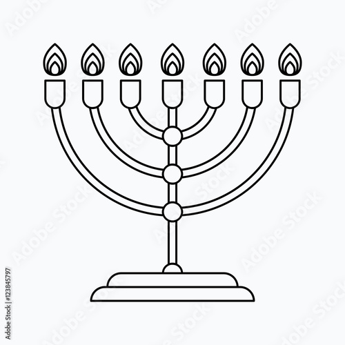 Menorah for Hanukkah, Vector illustration. Religion icon. Silhouette. Flat style.