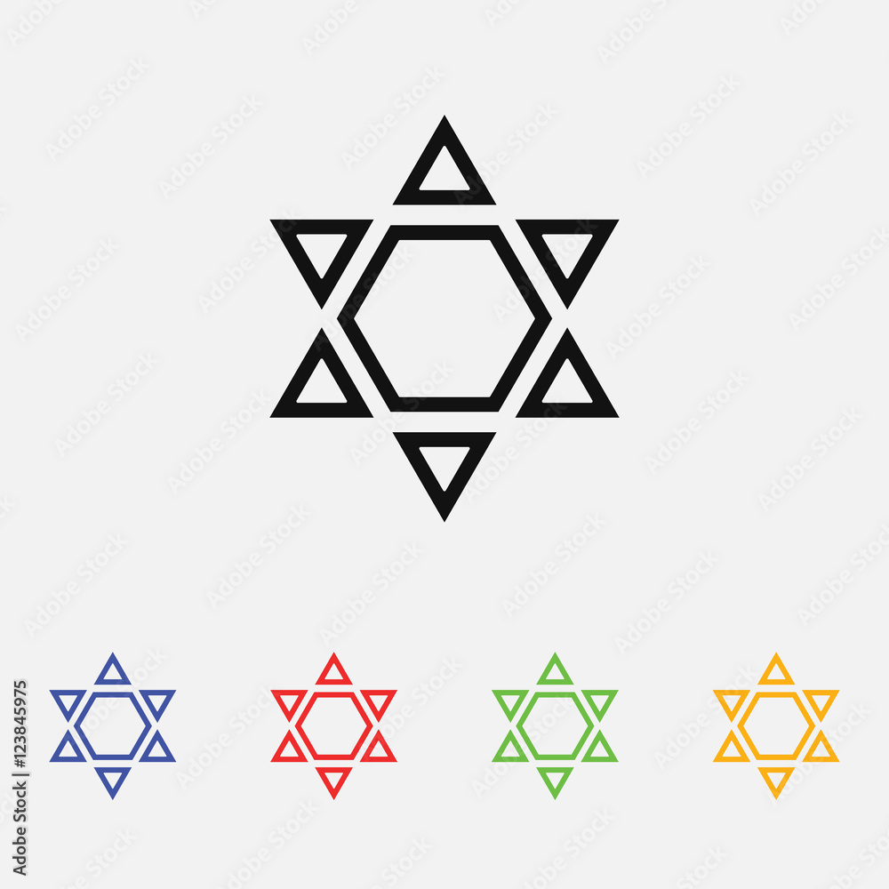 Star of David Vector illustration. Religion icon. Silhouette. Flat style. Star of David Vector illustration. Religion icon. Silhouette. Flat style.