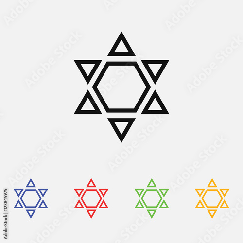Star of David Vector illustration. Religion icon. Silhouette. Flat style.