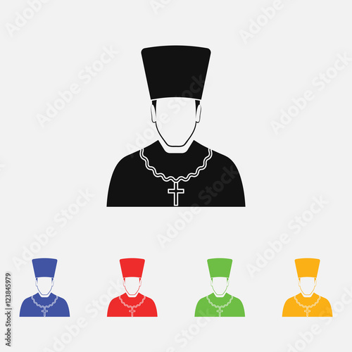 Orthodox priest Vector illustration. Religion icon. Silhouette. Flat style.