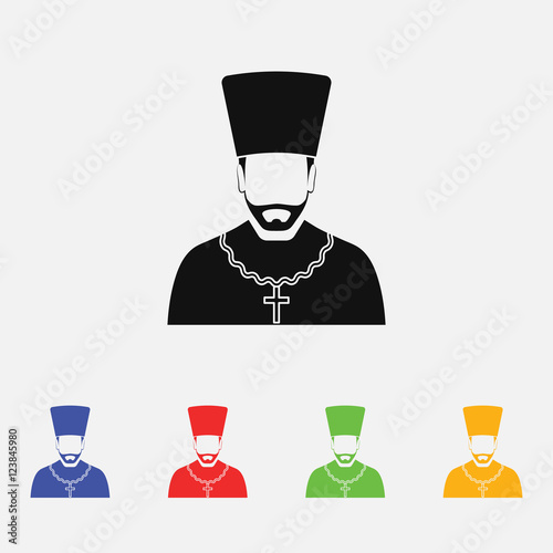 Orthodox priest Vector illustration. Religion icon. Silhouette. Flat style.